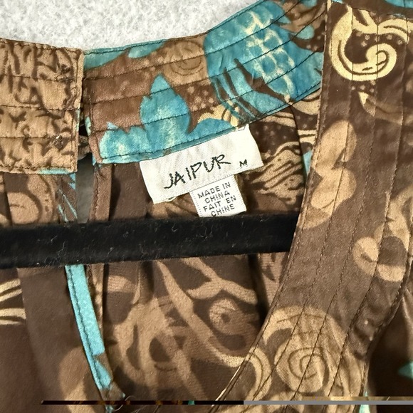 Jaipur blouse womens medium Y2K vintage brown blue tank top - Picture 6 of 7